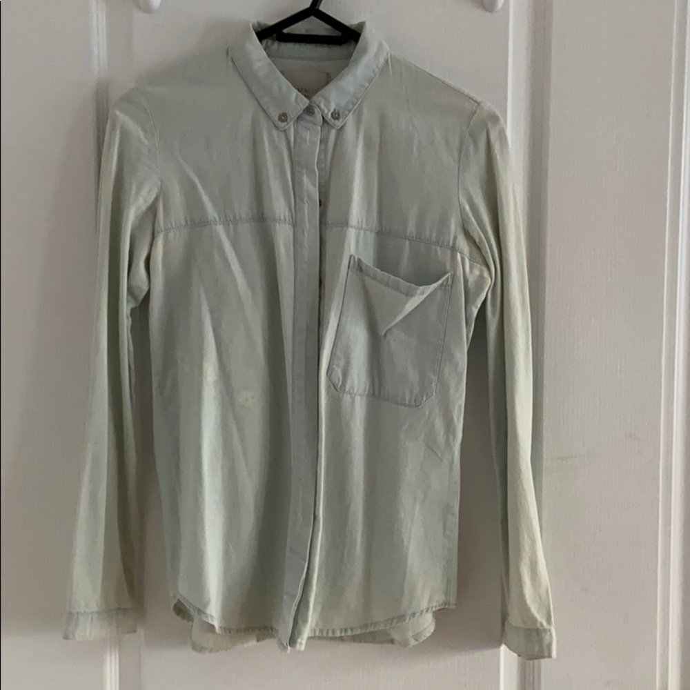 Zara Acid Wash Denim Button Down Shirt